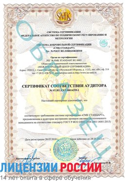 Образец сертификата соответствия аудитора №ST.RU.EXP.00014299-1 Балашиха Сертификат ISO 14001